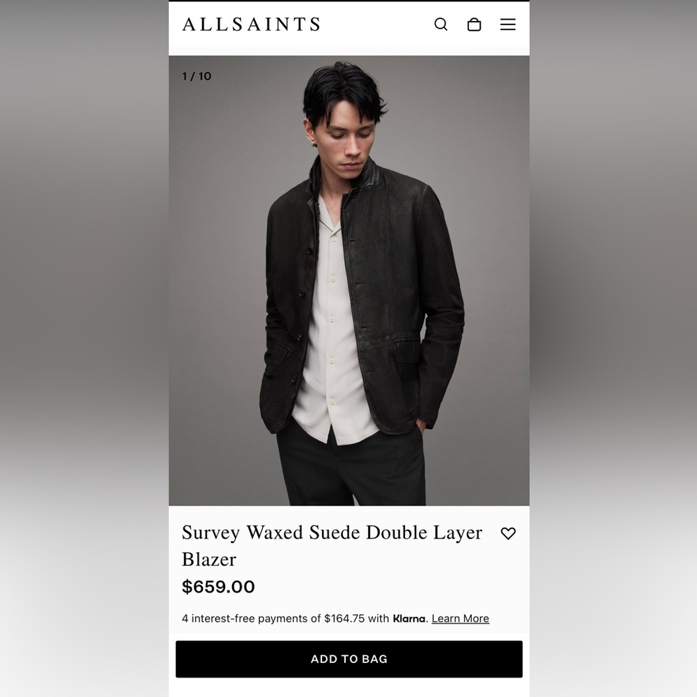 All Saints Double Layer Leather Blazer